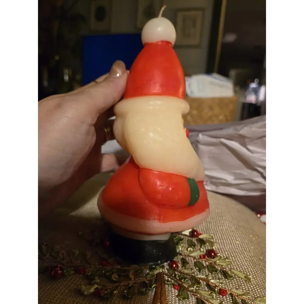 Hallmark Santa Claus Candle Jolly Design 1980s Vintage Made In Hong Kong